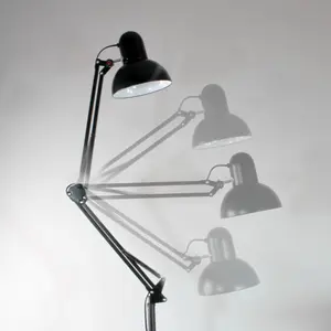 Luminosa Luxo Floor Lamp Black with Round Base and Height Adjustable Body