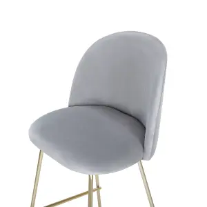 Set of 2 Bar Chairs ARCOLA Velvet Light Grey