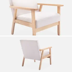 sweeek. Scandi-style wood frame upholstered armchair Isak Cream 64x69.5x73 cm