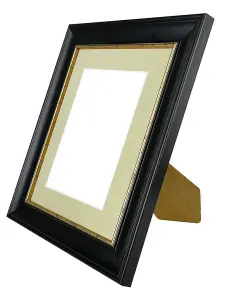 Scandi Black with Crackle Gold Frame with Light Grey Mount for Image Size 12 x 8 Inch