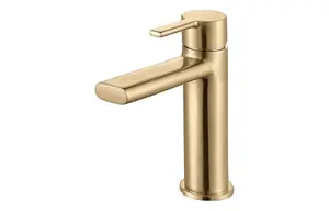 Aquarius Sophie 605MM Vanity Unit Matt Black Tall Boy Set with Brushed Brass Brassware