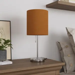 GoodHome Penistone Straight Brushed Mustard Chrome effect Table lamp