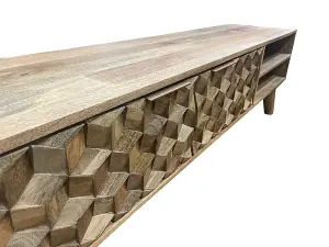 Geometric TV Unit - Mango Wood - L35 x W140 x H42 cm - Mango Light Finish