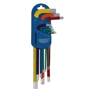 Draper Expert Metric Long Arm Hex Key Set, Colour Coded (9 Piece) 04905