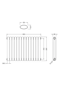 Horizontal Double Panel Radiator - 635mm x 863mm - 3129 BTU - Gloss White