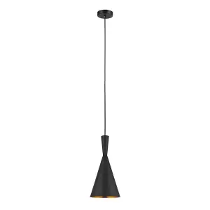 Luminosa Industrial And Retro Hanging Pendant Black, Brass 2 Light  with Metal Alloy Shade, E27