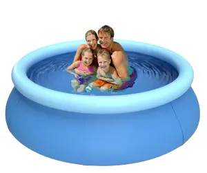 Trendi 8' ft Prompt Set Round Inflatable Family Swimming Paddling Pool Garden Outdoor Above Ground Round Air Top Ring Pools