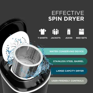 DMD 7kg Spin Dryer Power Saving Dryer, Clothes Spinner Portable Clothes Dryer Gravity Drain with Non Slip Feet & Spin Basket 320W