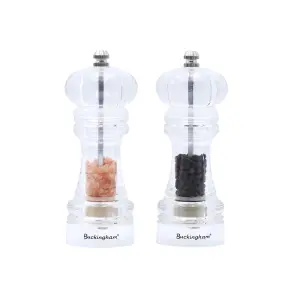 Buckingham Acrylic salt & Pepper mill set, easy to use, Perfect for seasoning