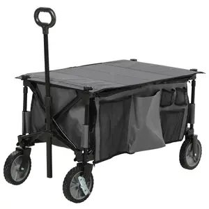 Outsunny Folding Wagon Garden Cart Collapsible Camping Trolley for Outdoor