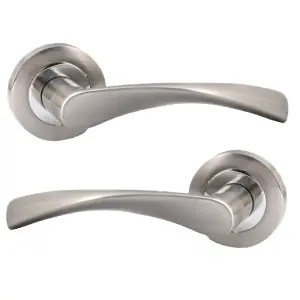 MODERN SATIN NICKLE & CHROME DUAL DOOR HANDLE Rose