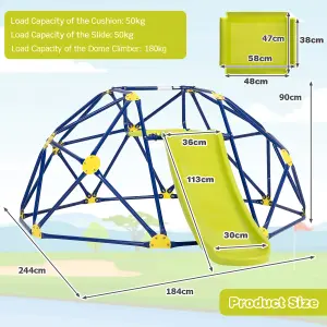 Costway Kids Climbing Dome & Play Set with Slide 180 KG Capacity Fabric Cushion 3-12 Years