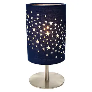 Beautiful Stars Decorated Children/Kids Midnight Blue Cotton Bedside Table Lamp