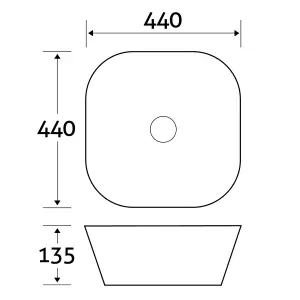 Anabeth Gloss White Ceramic Rounded Counter Top Basin (W)440mm