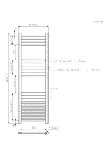 Right Radiators 1200x400 mm Straight Heated Towel Rail Radiator Bathroom Ladder Warmer Chrome