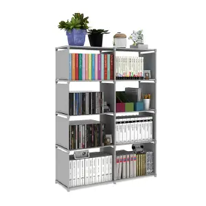 Open-Style Storage Shelf Freestanding 125cm H Bookcase in Silver Grey Assembly Required