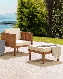 Garden Ottoman BARATTI Acacia Wood Light Wood