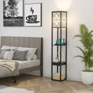 Costway Floor Lamp Freestanding Bedside Lounge Light Lamp W/ 3 Tier Shelves & 1 Drawer