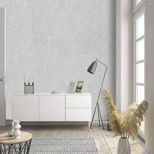 Grey Plain Effect Non Woven Embossed Patterned Wallpaper