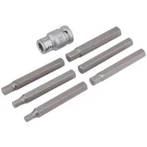 Draper 6mm - 12mm Hexagon Bit Set and Holder 1/2" Square Drive 7 Piece 83564