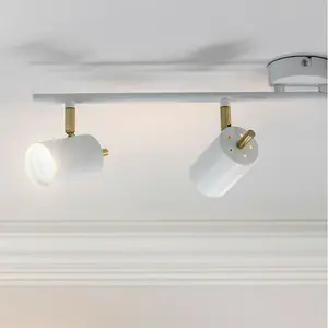 LED Tilting Ceiling Spotlight White & Brass 4 Bulb Kitchen Island Bar Down Light