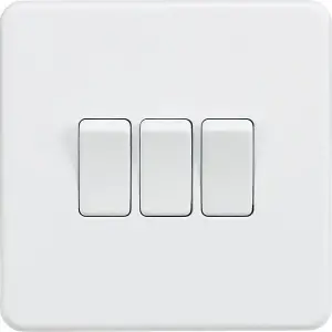 Knightsbridge Screwless Triple Switch 10AX 3 Gang 2-Way Matt White - SF4000MW