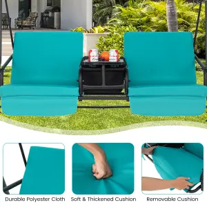 Costway 2 Person Porch Swing W/ Canopy Outdoor Canopy Swing Chair Loveseat