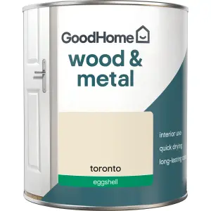 GoodHome Toronto Eggshell Metal & wood paint, 750ml