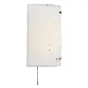 Contemporary White Glass and Clear Glass Beaded Wall Light with Pull Switch