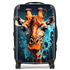 Blue Giraffe Face Splashart Suitcase - Medium