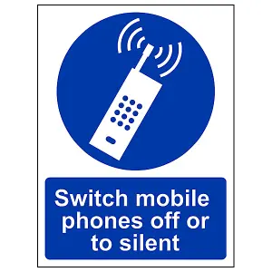 Mobile Phones Off Or Silent Sign - Adhesive Vinyl - 150x200mm (x3)