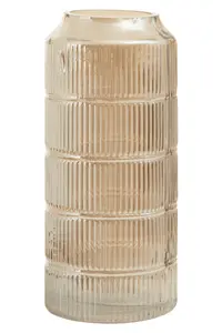 Interiors by Premier Modern Large Grey Textured Glass Vase, Ribbed Design Flower Vase for Contemporary Spaces, Modern Large Vase