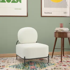 Teddy Boucle Fabric White Flavia Accent Chair