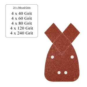 20 x Hook and Loop 140mm Sanding Pads with Tabs 80 Grit Mouse Palm Sander