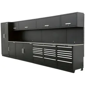 5.6m Heavy-Duty Modular Garage Storage System with Steel Cabinets for Workshop Organization