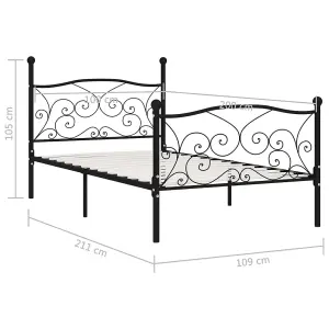 Berkfield Bed Frame with Slatted Base Black Metal 100x200 cm