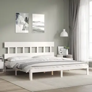 Berkfield Bed Frame with Headboard White 200x200 cm Solid Wood