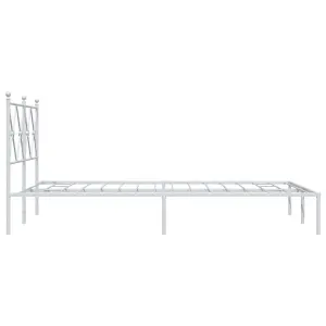 Berkfield Metal Bed Frame without Mattress with Headboard White 120x200cm