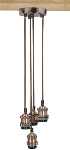 Modern Retro Industrial Pendant E27 Ceiling Light Lamp Cluster - Antique Copper