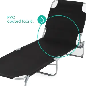 LIVIVO Foldable Outdoor Reclining Sun Lounger, Black