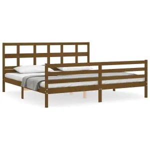 Berkfield Bed Frame with Headboard Honey Brown 200x200 cm Solid Wood