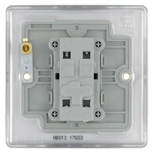 BG 16A Single 2 way Raised slim Screwed Intermediate switch Matt Steel effect