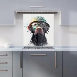 Splashart Labrador Retriever Dog  Premium Glass Kitchen Splashback W700mm x H750mm