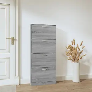 Berkfield Shoe Cabinet Grey Sonoma 59x17x150 cm Engineered Wood