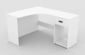 Elegant Corner Desk 1550mm in White - Minimalist Home Office Solution H750mm D1250mm