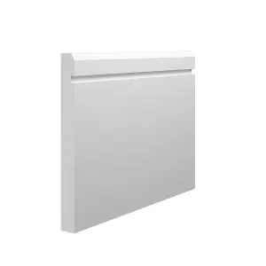 Skirting World Grooved 1 Chamfered MDF Skirting Board - 145mm x 15mm x 4200mm, Primed, No Rebate