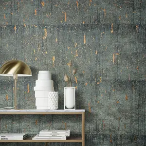 Galerie Air Collection Gold Metallic Aged Concrete Textured Wallpaper Roll