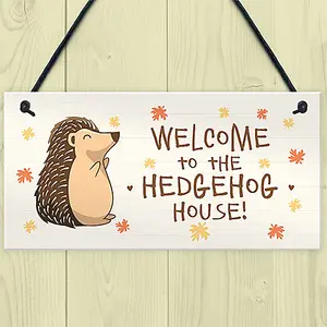 Welcome Hedgehog Sign Hanging Garden Shed Plaque Hedgehog Gift Family Gift Home Decor Plaque