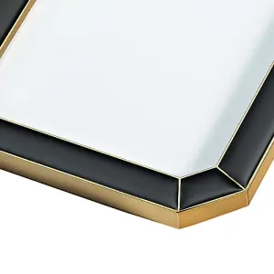 Modern Designer Black Gloss Epoxy 4x6 Picture Frame with Gold Plated Metal Trim