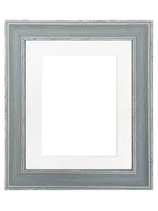 Scandi Distressed Blue Frame with White Mount for Image Size 7 x 5 Inch